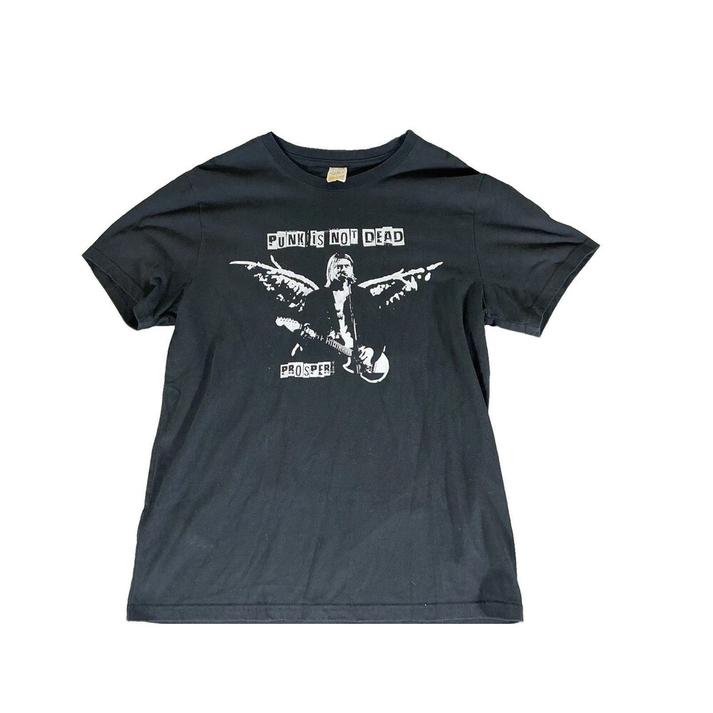 Punk Is Not Dead Men’s L Black Print T Shirt Kurt Cobain Nirvana Grunge 90’s